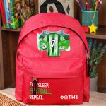 Τσάντα Πλάτης Σχολική Νηπιαγωγείου Κόκκινη με Πράσινη Φανέλα