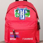 Τσάντα Πλάτης Σχολική Νηπιαγωγείου Κόκκινη με Μπλε Φανέλα