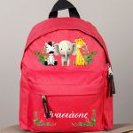 Τσάντα Πλάτης Σχολική Νηπιαγωγείου Κόκκινη με Ζωάκια