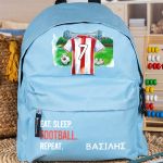 Τσάντα Πλάτης Σχολική Νηπιαγωγείου Γαλάζια με Κόκκινη Φανέλα