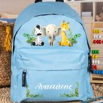 Τσάντα Πλάτης Σχολική Νηπιαγωγείου Γαλάζια με Ζωάκια