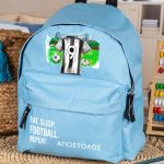 Τσάντα Πλάτης Σχολική Νηπιαγωγείου Γαλάζια με Ασπρόμαυρη Φανέλα