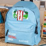 Τσάντα Πλάτης Σχολική Νηπιαγωγείου Γαλάζια με Κόκκινη Φανέλα