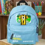 Τσάντα Πλάτης Σχολική Νηπιαγωγείου Γαλάζια με Κίτρινη Φανέλα