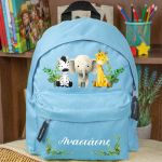 Τσάντα Πλάτης Σχολική Νηπιαγωγείου Γαλάζια με Ζωάκια