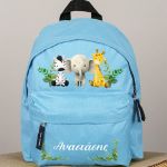 Τσάντα Πλάτης Σχολική Νηπιαγωγείου Γαλάζια με Ζωάκια