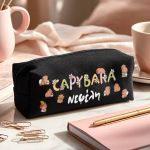 Σχολική Κασετίνα για Κορίτσια, Μαύρη με Σχέδιο Capybara