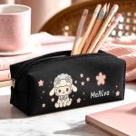 Σχολική Κασετίνα για Κορίτσια, Μαύρη με Σχέδιο Cute