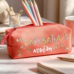 Σχολική Κασετίνα για Κορίτσια, Κοραλί με Σχέδιο Capybara
