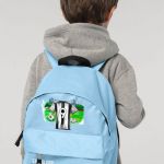 Τσάντα Πλάτης Σχολική Νηπιαγωγείου Γαλάζια με Ασπρόμαυρη Φανέλα