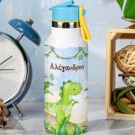 Παιδικό Παγούρι Θερμός με Καλαμάκι & Σχέδιο Δεινόσαυρο