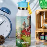 Παιδικό Παγούρι Θερμός με Καλαμάκι & Κάστρο με Δράκο
