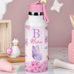 Παιδικό Παγούρι Θερμός με Καλαμάκι & Σχέδιο Πεταλούδες