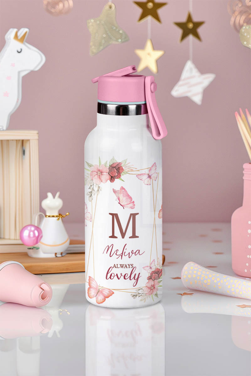 Παιδικό Παγούρι Θερμός με Καλαμάκι & Σχέδιο Lovely