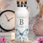 Ανοξείδωτo Μπουκάλι Θερμός με Σχέδιο Πεταλούδα & Λουλούδια