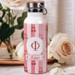 Ανοξείδωτo Μπουκάλι Θερμός με Μονόγραμμα & Σχέδιο Κεράσια