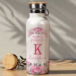 Ανοξείδωτo Μπουκάλι Θερμός με Σχέδιο Ροζ Τριαντάφυλλα