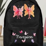 Σχολική Τσάντα για Κορίτσια Δημοτικού, Μαύρη με Πεταλούδες
