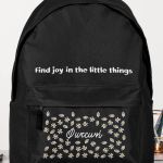 Τσάντα Σχολική για Δημοτικό & Γυμνάσιο, Μαύρη με Μαργαρίτες