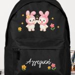 Σχολική Τσάντα για Κορίτσια Δημοτικού, Μαύρη με Λαγουδάκια