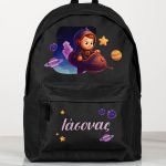 Σχολική Τσάντα για Παιδιά Δημοτικού, Μαύρη με Διαστημόπλοιο