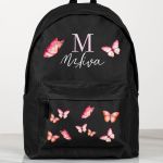 Σχολική Τσάντα για Γυμνάσιο & Λύκειο, Μαύρη με Πεταλούδες