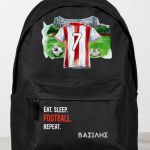 Τσάντα Σχολική για Δημοτικό, Μαύρη με Ερυθρόλευκη Φανέλα