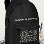 Τσάντα Σχολική για Δημοτικό & Γυμνάσιο, Μαύρη με Μαργαρίτες