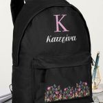 Τσάντα Σχολική για Γυμνάσιο & Λύκειο, Μαύρη με Λουλούδια