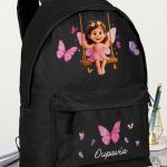 Σχολική Τσάντα για Κορίτσια Δημοτικού, Μαύρη με Νεράιδα