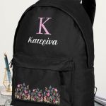 Τσάντα Σχολική για Γυμνάσιο & Λύκειο, Μαύρη με Λουλούδια