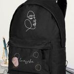 Τσάντα Σχολική Μαύρη για Κορίτσια με Όνομα & Σχέδιο Πρόσωπο