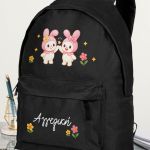 Σχολική Τσάντα για Κορίτσια Δημοτικού, Μαύρη με Λαγουδάκια