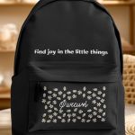 Τσάντα Σχολική για Δημοτικό & Γυμνάσιο, Μαύρη με Μαργαρίτες