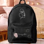 Τσάντα Σχολική Μαύρη για Κορίτσια με Όνομα & Σχέδιο Πρόσωπο
