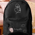 Τσάντα Σχολική Μαύρη για Κορίτσια με Όνομα & Σχέδιο Πρόσωπο