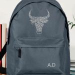 Σχολική Τσάντα για Γυμνασίο & Λύκειο, Γκρι με Σχέδιο Ταύρο