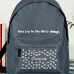 Τσάντα Σχολική για Δημοτικό & Γυμνάσιο, Γκρι με Μαργαρίτες