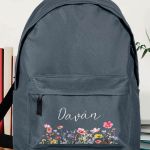 Σχολική Τσάντα για Γυμνάσιο & Λύκειο, Γκρι με Λουλούδια