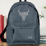 Σχολική Τσάντα για Γυμνασίο & Λύκειο, Γκρι με Σχέδιο Ταύρο