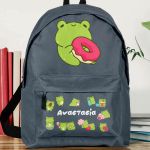Σχολική Τσάντα για Κορίτσια Δημοτικού, Γκρι με Βατραχάκι