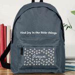 Τσάντα Σχολική για Δημοτικό & Γυμνάσιο, Γκρι με Μαργαρίτες