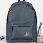 Τσάντα Σχολική Γκρι για Κορίτσια με Όνομα & Μονόγραμμα