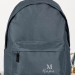 Τσάντα Σχολική Γκρι για Κορίτσια με Όνομα & Μονόγραμμα