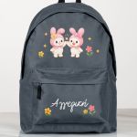 Σχολική Τσάντα για Κορίτσια Δημοτικού, Γκρι με Λαγουδάκια