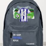 Τσάντα Σχολική για Δημοτικό, Γκρι με Γαλανόλευκη Φανέλα