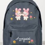 Σχολική Τσάντα για Κορίτσια Δημοτικού, Γκρι με Λαγουδάκια