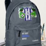 Τσάντα Σχολική για Δημοτικό, Γκρι με Γαλανόλευκη Φανέλα