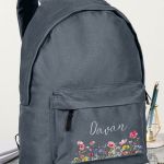 Σχολική Τσάντα για Γυμνάσιο & Λύκειο, Γκρι με Λουλούδια