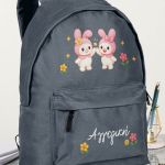 Σχολική Τσάντα για Κορίτσια Δημοτικού, Γκρι με Λαγουδάκια